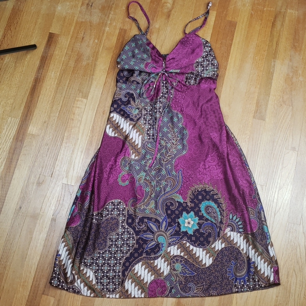 Portobello Spaghetti Strap Tie Front Dress